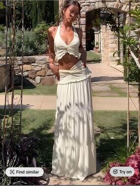 Cream Tiered Maxi Skirt - Women